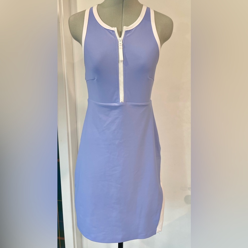 SAGE Collective Sports Dress, zip front, built in shorts, periwinkle, xs